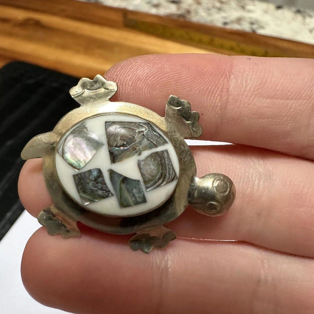 Signed Alpaca Mexico Turtle Tortoise Abalone Shel… - image 2